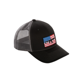 AR Flag Patch Trucker Hat - Black w/Grey Mesh