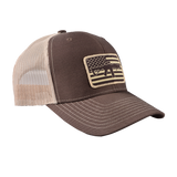 AR Flag Patch Trucker Hat - Brown w/Tan Mesh
