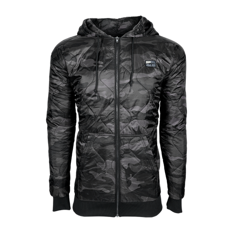 Black Multicam Zip-Up Poncho Liner Hoodie