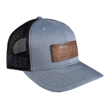 Leather Patch Trucker Hat - Gray w/ Black Mesh