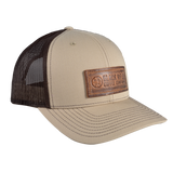 Leather Patch Trucker Hat - Tan w/Brown Mesh