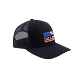 AR Flag Patch Trucker Hat - Black w/Black Mesh
