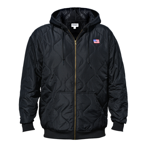 Zip-Up Solid Black Poncho Liner Hoodie