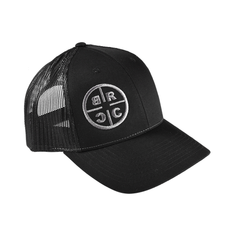 BRCC Circle Logo Trucker Hat - Black w/Black Mesh