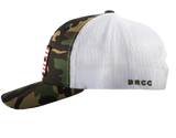 AR Flag Patch Trucker Hat - Camo w/White Mesh